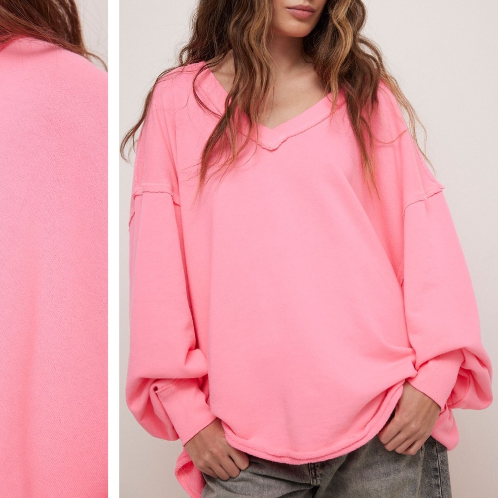 NWOT Free People Venice V-neck Sweatshirt, XS
